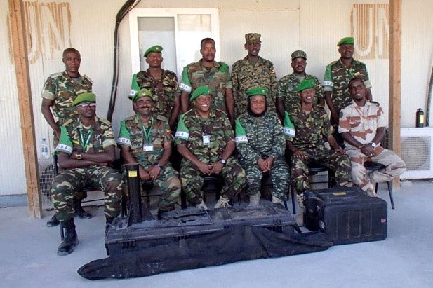 AMISOM forces from Kenya, Uganda, Burundi, and Ethiopia came together at a UN base in East Africa to receive training and equipment