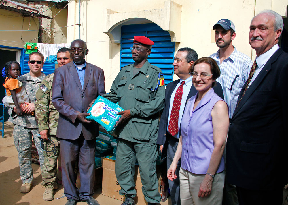The U.S. Ambassador (right) and Chadian officials spoke about the importance of cooperation and building a better future
