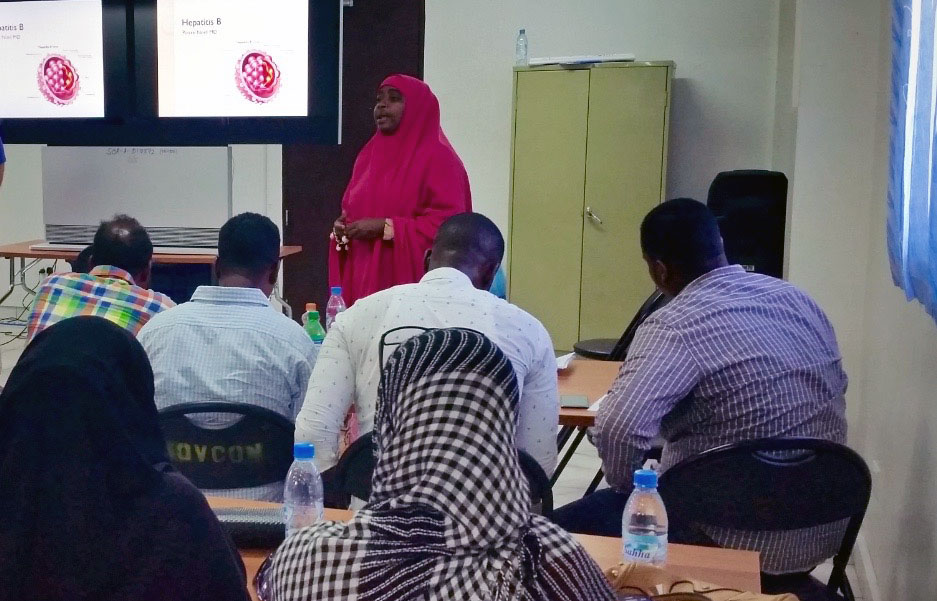 Dr. Asha provides instruction on infectious disease treatment during the recent Medical Conference in Mogadishu