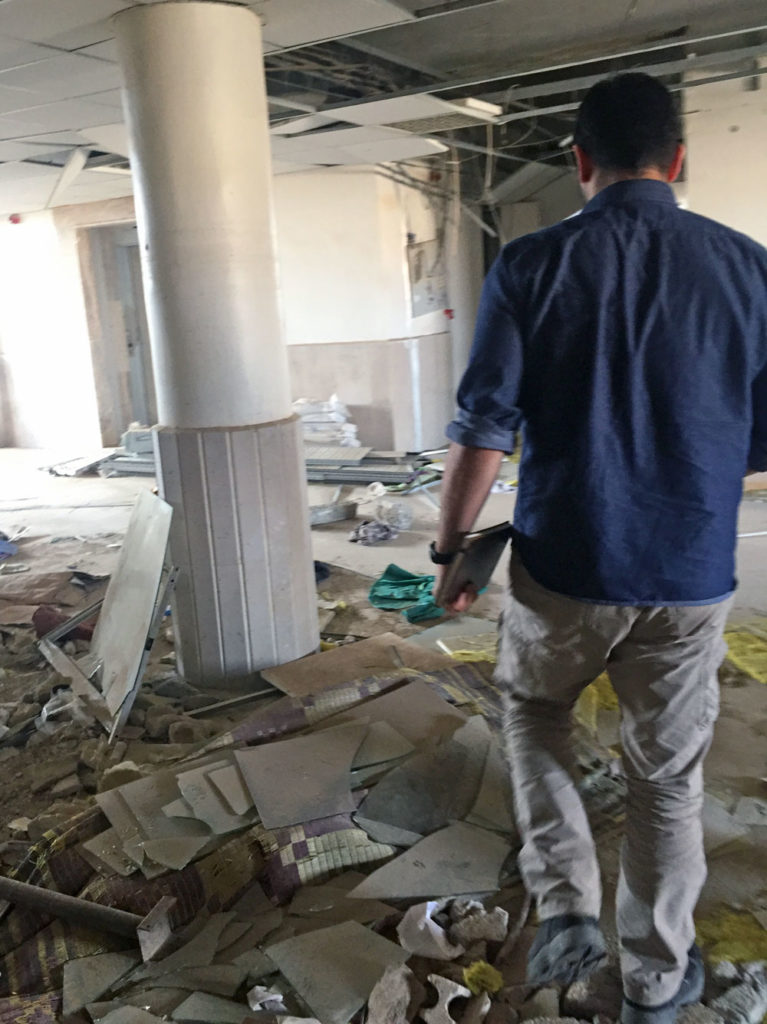 SoA’s Zack Bazzi walking through Shaddadi hospital