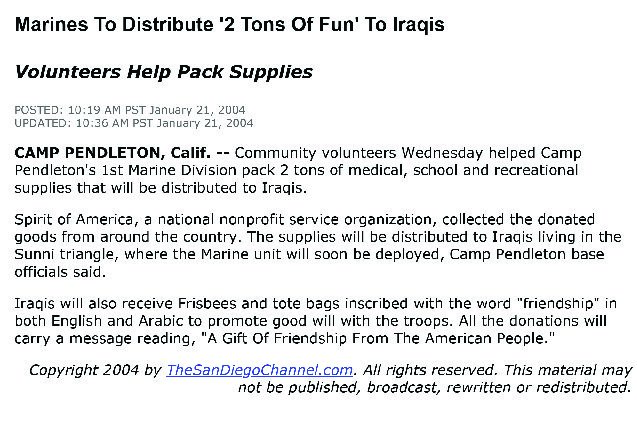 TheSanDiegoChannel.com – News – Marines To Distribute ‘2 Tons Of Fun’ To Iraqis