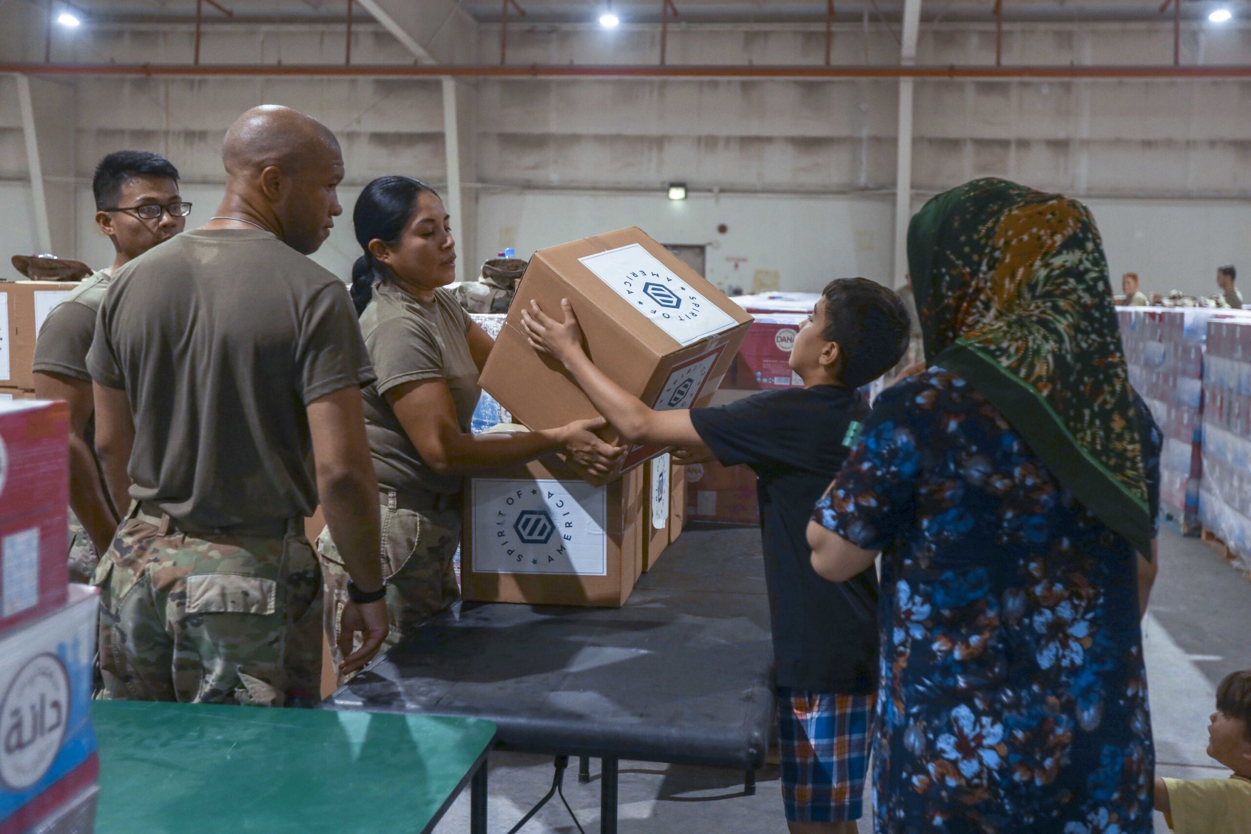 Aid distribution in Qatar.